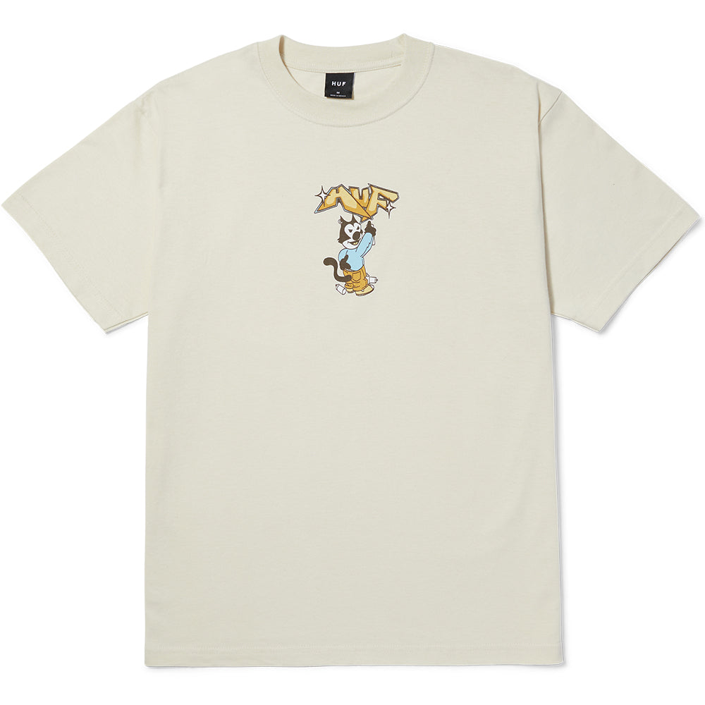 HUF Bad Cat T Shirt Bone